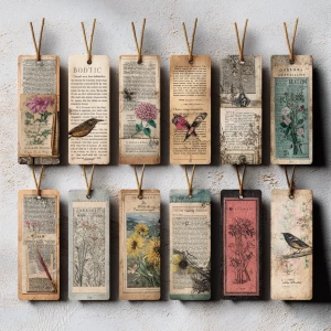 Literary Girl Vintage Bookmarks – A set of vintage-style bookmar...