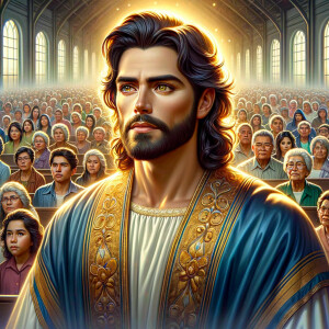 Illustrate an inspiring African-American Jesus crust with a dign...