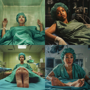 22 year old Dominican woman laying back on operating table supri...