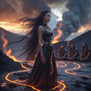 Ultra-realistic cinematic portrait of Laeria, a striking young w...