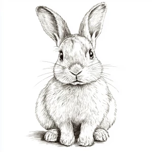 A cute rabbit facing forward with expressive eyes, full body, dr...