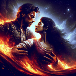 Two heroes, united in a timeless embrace, defy the odds and igni...