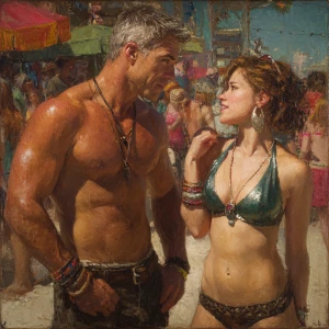 A hyperrealistic depiction of a muscular, beefy, sweaty, dangero...