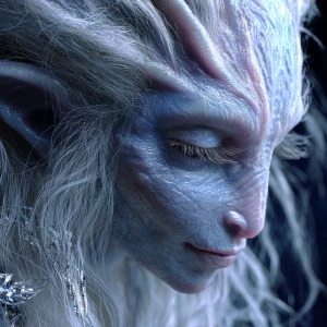 An otherworldly, serene, and beautiful alien being with an ether...