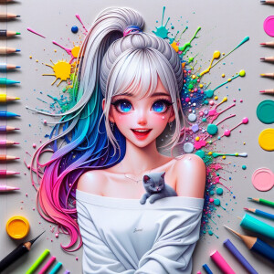 (solid background), ((multiple thick acrylic pigment vivid color...