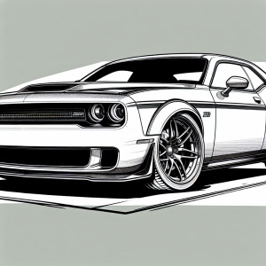 ine art side view of the 2020 camaro. Wide angle shot, full whit...