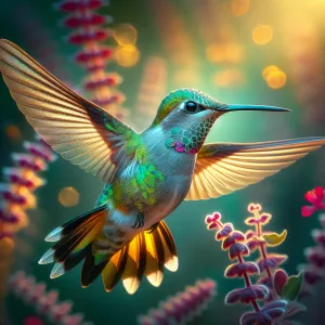 Male Annas Hummingbird caught in mid-air using the Nikkor 600mm...