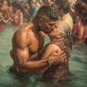 Hyperrealism photo painting combination.a indian criminal sweat...