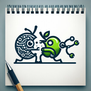 Create a logo of feud between Apple iPhone and Android