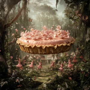 Create a hyperrealistic image of a magical elfin forest with a v...