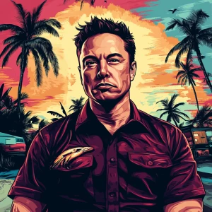 Elon Musk in GTA art style, , in the style of a Grand Theft Aut...