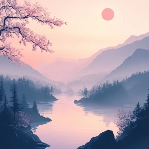 Design a soothing music album cover featuring tranquil imagery t...