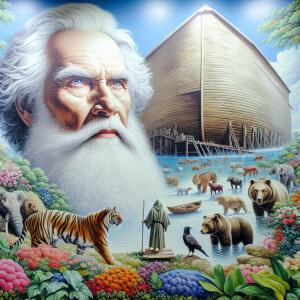 A close-up and detailed wall painting focusing on Noah, depicted...