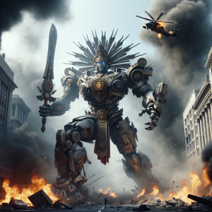 India as a transformer character, adorned with Ayurveda king arm...