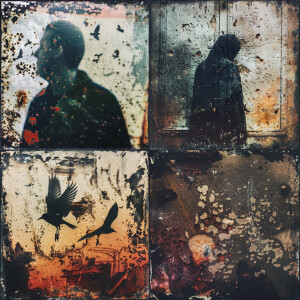 Create 4 images of photos that could be used for art on multiple...