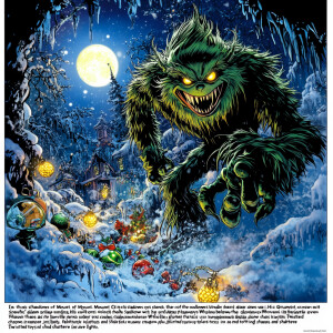 "In the icy shadows of Mount Crumpit, the evil Grinch stands, hi...