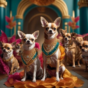 Design an 8K Ultra HD 3D animation of Chihuahuas on hind legs, s...