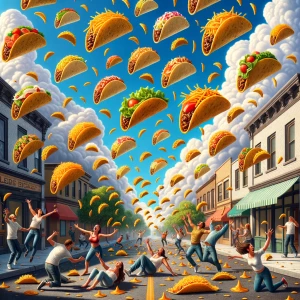Tacos raining down from the sky.