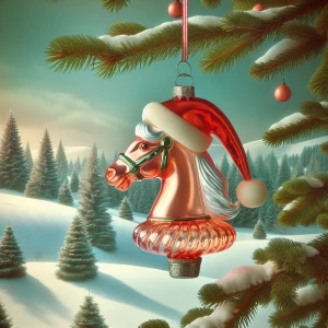 Photorealistic A photo of a 1950s kitschy blown glass Christmas...