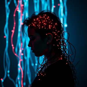 In the dimly lit room, a captivating nocturnal mind upload unfol...