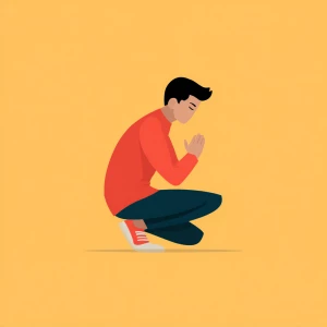 Flat design illustration of a man praying