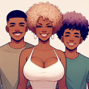 A mixed Afrocentric light skin woman very curvaceous standing ne...