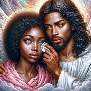 Ensure that the image distinctly represents both Jesus Christ an...