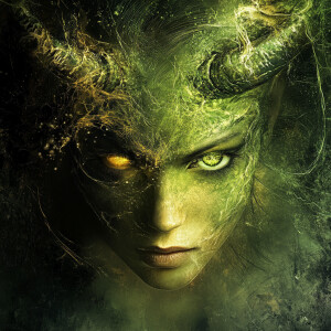 Rising from a cosmic rift, this female creature embodies Taurus’...