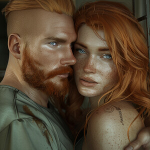 Photorealistic image. High resolution. Light ginger haired femal...
