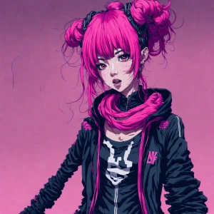 Hit, young, japanese singer with harajuku pink cute style clothe...