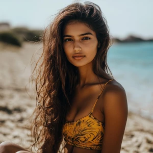 Indian American female model, fit tall, supple, boxum, light bro...