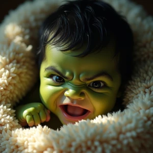 close-up panoramicrophotograph looking-down into the intense eye...