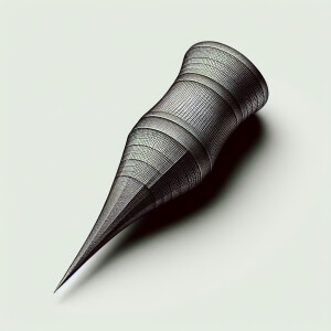 Create an image of a pointed hand tool. The tool has a triangula...