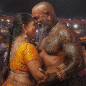 Hyperrealism oil painting.big guajarat stadium with people enjoy...