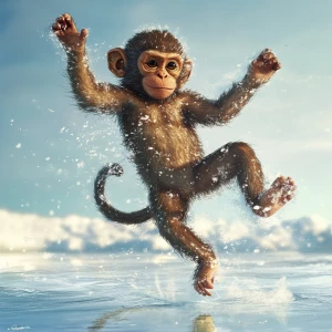 Dancing monkey on ice.