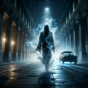 A hyper-realistic UHD image featuring "Death” wearing  tattered...