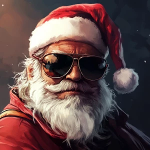 Santa Claus in sunglasses as the godfather of the mafia. Use GTA...