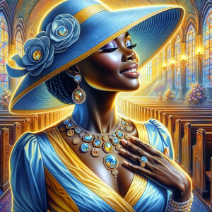 A spiritually enriching illustration portrays an African America...
