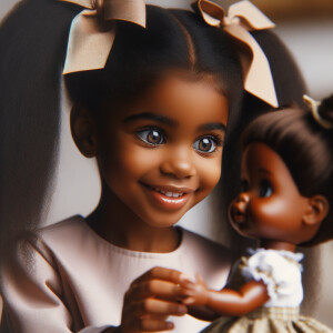 African-American girl with huge Hazel Brown eyes and long, black...