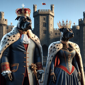 A hyper-realistic 3D image of an anthropomorphic black pitbull K...