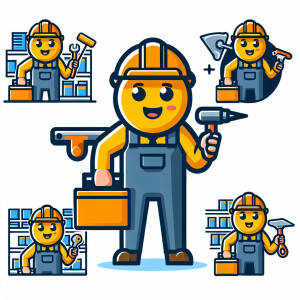 mascot of construction store employee