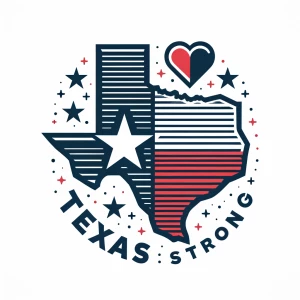 Design a logo featuring the outline of Texas filled with the Tex...