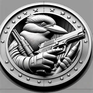 Design a high-contrast grayscale 3d bas relief of Kookaburra hol...