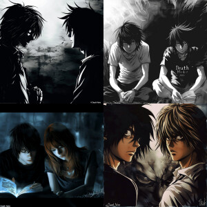 Light Yagami and Ryukk and L Lawliet