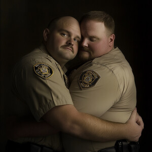 Lifesize digital photography portrait of a best romantic buddies...