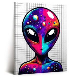 Colored alien transparent graphic, no background, cosmic alien g...