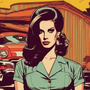 Create an illustration of Lana Del Rey styled as a character on...