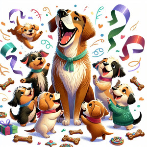 dog holiday, puppies congratulate mother dog