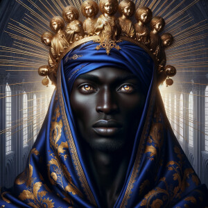 A hyper-realistic image of an African-American Jesus Christ, ser...