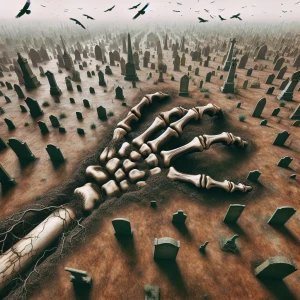 "From a bird's eye view, the cemetery stretches out like a patch...